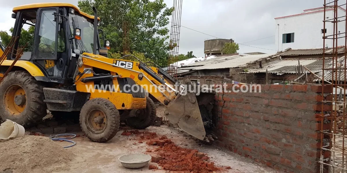 અંકલેશ્વર નવીનગરી માં દબાણ હટાવતું તંત્ર