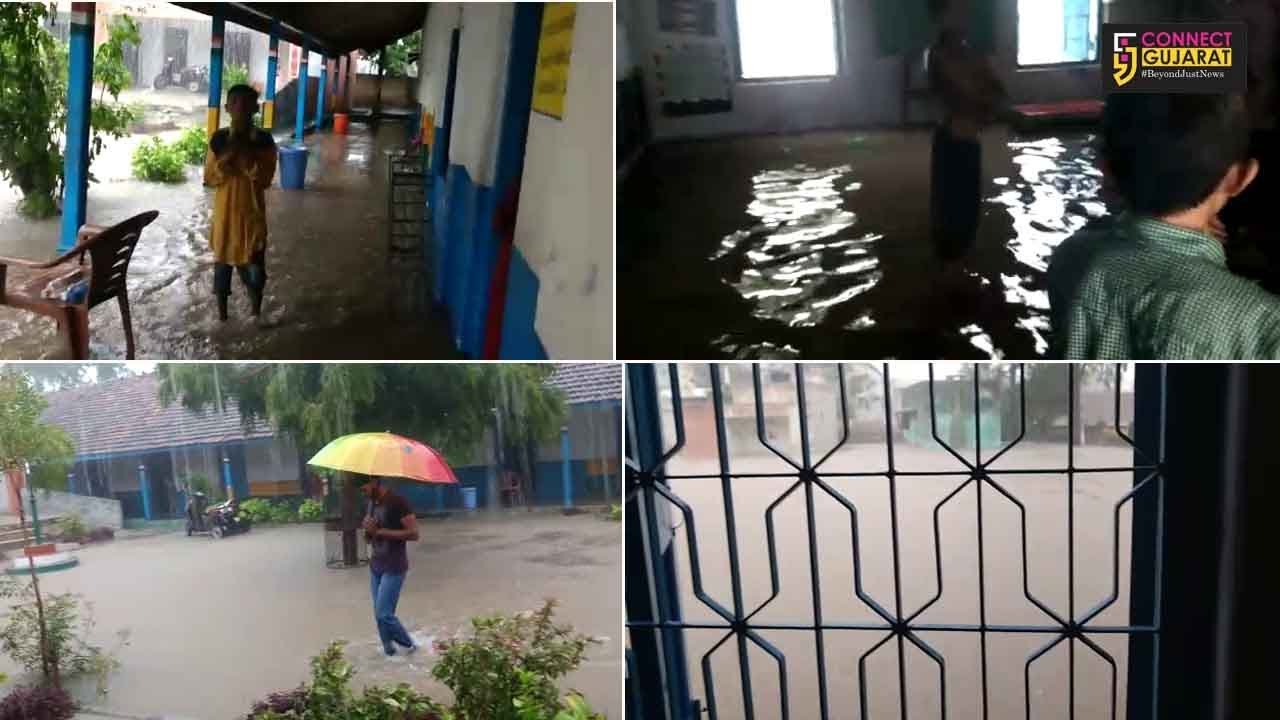ભરૂચના ત્રાલસા કૉઠી ગામમાં મુશળધાર વરસાદ, શાળામાં પાણી ઘુસ્યા