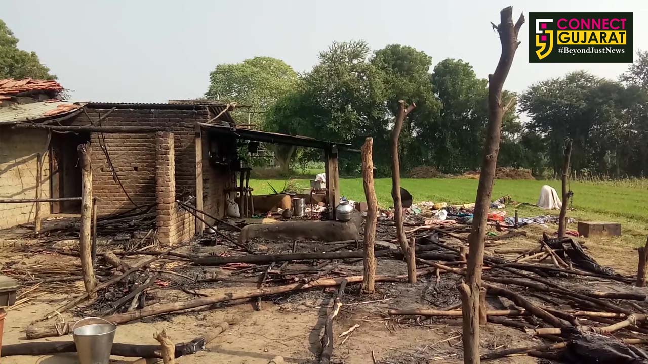 સાબરકાંઠા : તલોદના આંત્રોલી વાસના એક મકાનમાં આગ લાગતાં ઘર સામગ્રી થઈ બળીને ખાખ