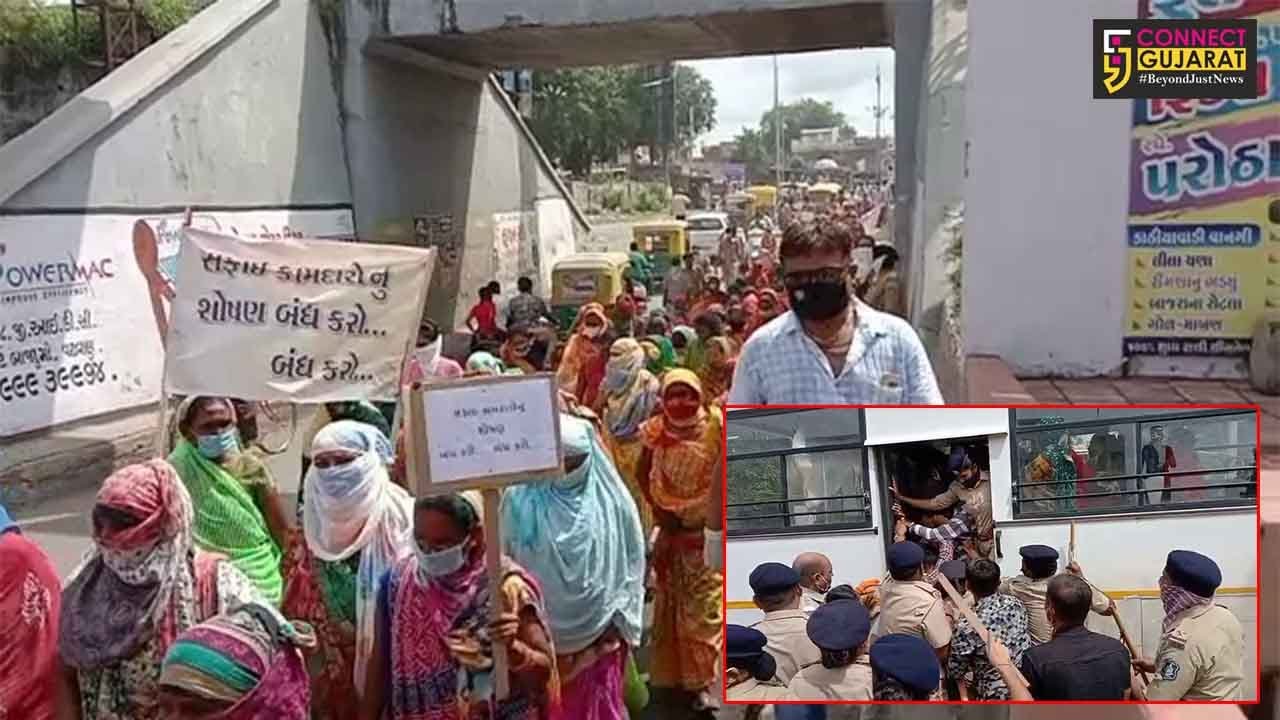સુરેન્દ્રનગર : નગરપાલિકાના સફાઈ કામદારોએ પડતર પ્રશ્ને યોજી મહારેલી, 100થી વધુ લોકોની પોલીસે કરી અટકાયત