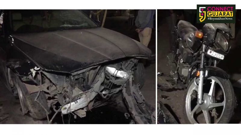 રાજકોટ : મોડી રાત્રે BMW કાર અને બાઇક વચ્ચે થયેલ અકસ્માતમાં બાઇક ચાલકનું મોત