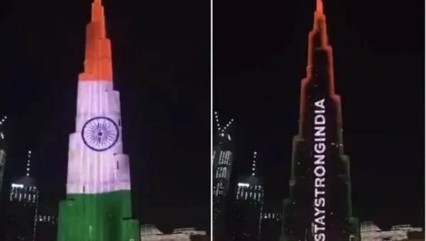 ભારત માટે UAE એ બુર્જ ખલીફા પર લખ્યું – ‘સ્ટે સ્ટ્રોંગ ઇન્ડિયા’, જુઓ વીડિયો