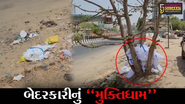 અમદાવાદ : થલતેજ મુક્તિધામ નજીક PPE કીટ રઝળતી જોવા મળી, લોકોમાં મચ્યો ફફડાટ