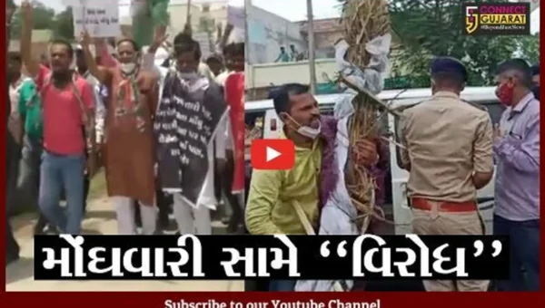 સાબરકાંઠા : રાષ્ટ્રીય કોંગ્રેસ સેક્રેટરીની આગેવાનીમાં મોંઘવારી સામે વિરોધ પ્રદર્શન યોજાયું