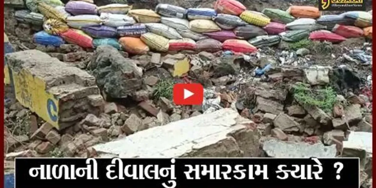 ભરૂચ: નન્નુમિયા નાળાની દીવાલનો ભાગ ધરાશાયી, સમારકામ ન કરાતા લોકોમાં રોષ