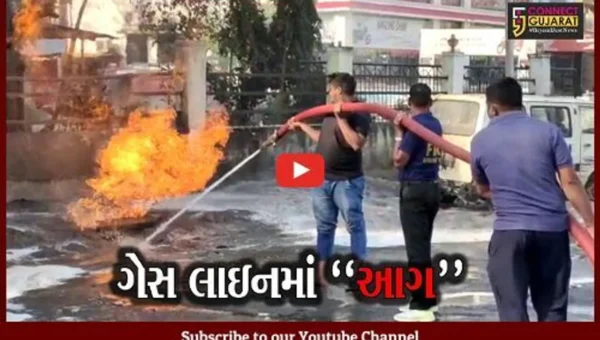 નવસારી : ગેસ લાઇનમાં ભીષણ આગ લાગતાં અફરાતફરી, ફાયર ફાઇટરોએ આગ ઉપર મેળવ્યો કાબુ