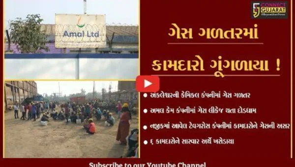ભરૂચ: અંકલેશ્વરની અમલ લિમિટેડ કંપનીમાં ગેસ ગળતર, નજીકમાં આવેલ કંપનીના 6 કામદારોને ગેસની અસર થતા સારવાર અર્થે ખસેડાયા