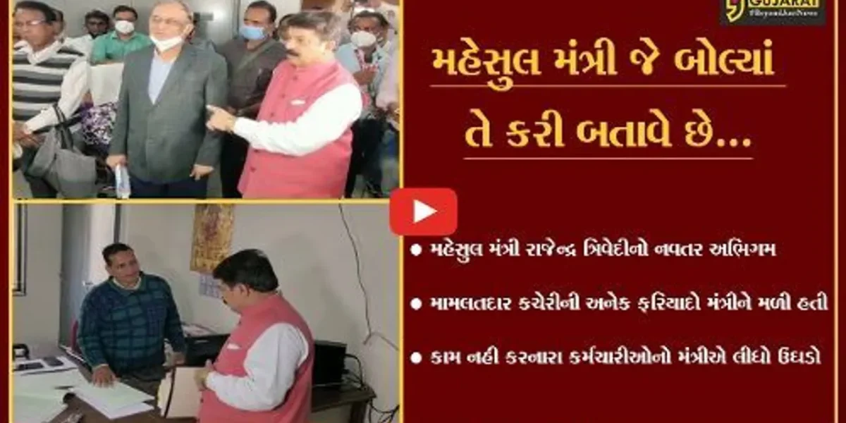 વડોદરા : મંત્રી રાજેન્દ્ર ત્રિવેદીએ અચાનક પહોંચ્યા મામલતદાર કચેરી, પછી થઇ જોવા જેવી