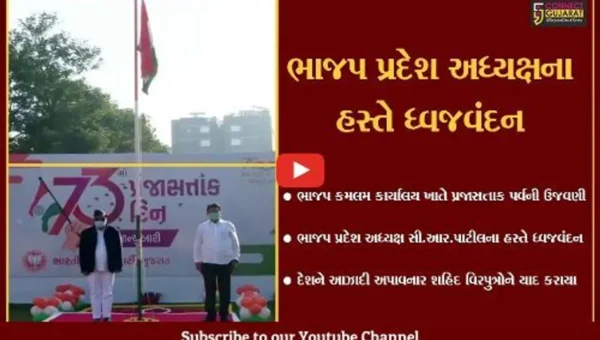 ગાંઘીનગર : કમલમ ખાતે ભાજપ પ્રદેશ અધ્યક્ષ સી.આર.પાટીલે કર્યું ધ્વજવંદન…