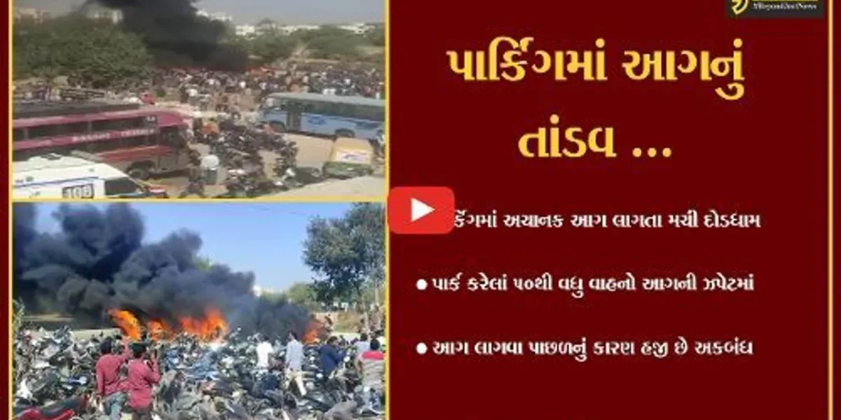 અમદાવાદ : ગોતામાં AMCનું પાર્કિંગ ભડકે બળ્યું , 50થી વધુ વાહનો ભસ્મીભુત