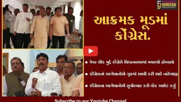 ગાંધીનગર : પેપર લીક કાંડ મુદ્દે કોંગ્રેસે વિધાનસભાને ગજવી, 15 મિનિટ સુધી કાર્યવાહી બંધ રહી…