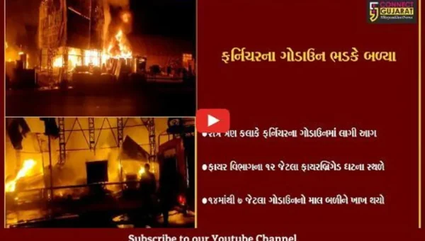 અમદાવાદ : નિર્ણયનગર ગરનાળા પાસે ફર્નિચરના ગોડાઉનમાં ભીષણ આગ, 7 ગોડાઉન બળીને ખાખ