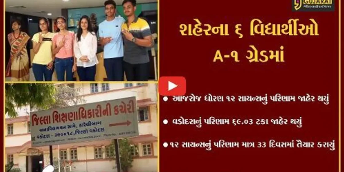 વડોદરા : ધોરણ 12 સાયન્સના 6535 વિદ્યાર્થીનું પરિણામ 69.03 ટકા જાહેર થયું