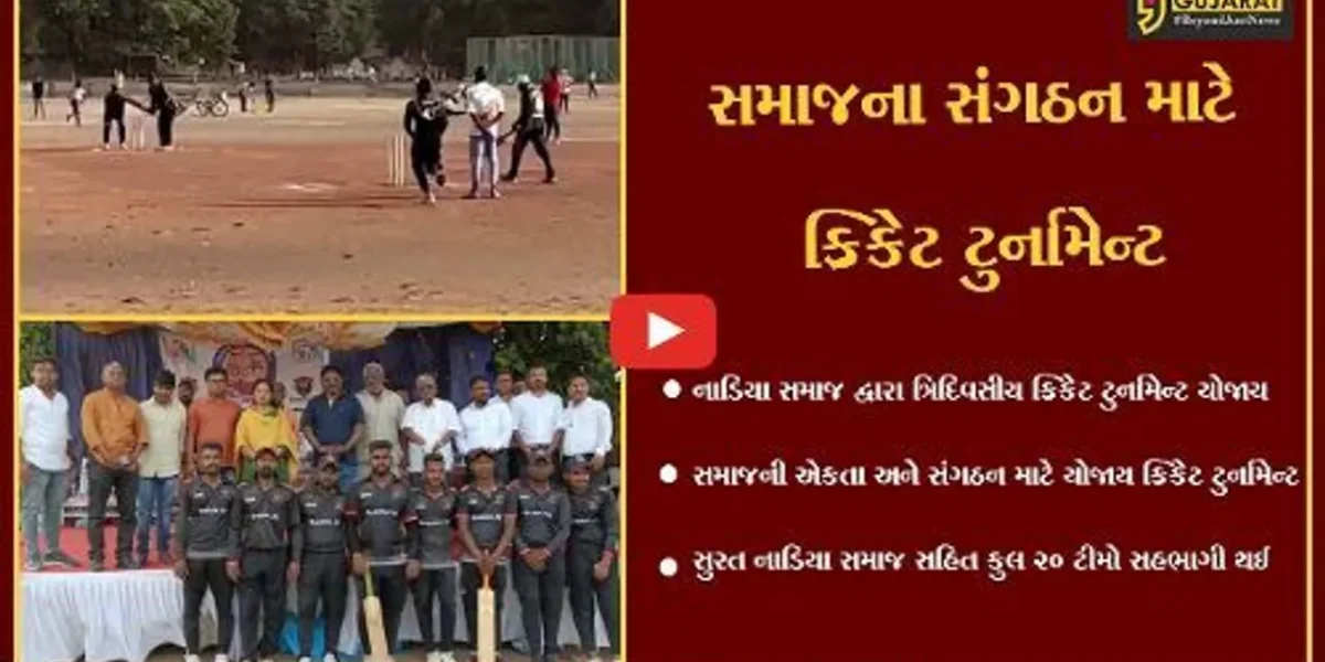 વડોદરા : નાડિયા સમાજ દ્વારા ખેલાડીઓને પ્રોત્સાહિત કરવા ત્રિદિવસીય ક્રિકેટ ટુર્નામેન્ટ યોજાય…