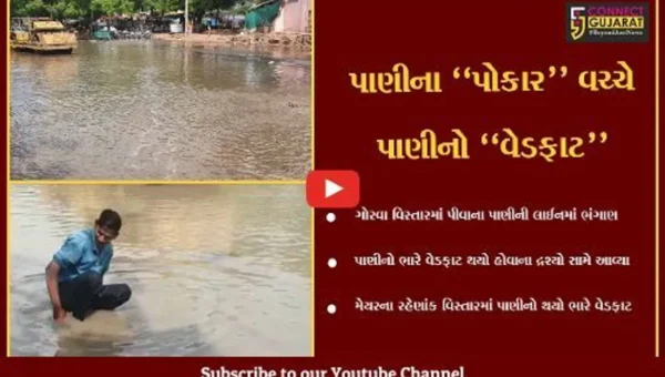 વડોદરા : સ્માર્ટ સીટીના સ્માર્ટ વચનો પોકળ સાબિત થયા, પાણીની લાઇનમાં ભંગાણ સર્જાતા પાણીનો વેડફાટ