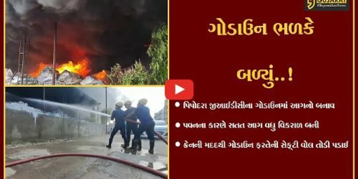 સુરત : પીપોદરા જી.આઇ.ડી.સીના ગોડાઉનમાં આગ ફાટી નીકળી, 10 કીમી સુધી આગના ધુમાડાના ગોટેગોટા દેખાયા