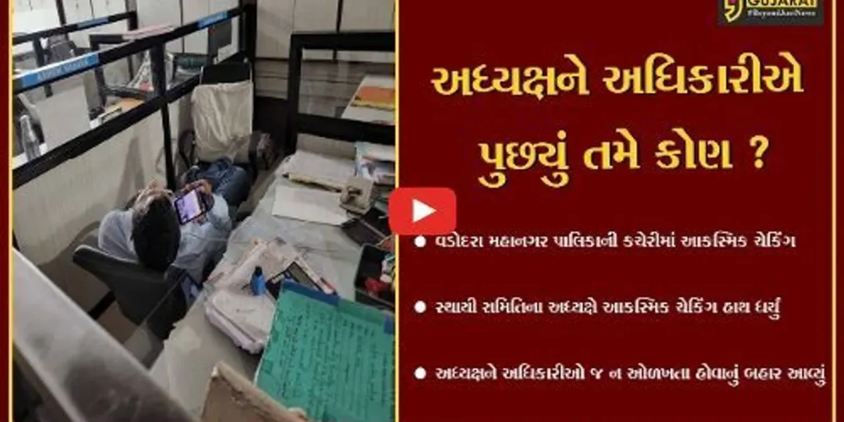 વડોદરા: સ્થાયી સમિતિના અધ્યક્ષ પહોંચ્યા મ.ન.પા.કચેરીના આકસ્મિક ચેકિંગમાં, અધિકારીએ કહ્યું કોનું કામ છે ભાઈ!
