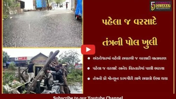 અંકલેશ્વર: ધોધમાર વરસાદ વરસતા ઠેર ઠેર પાણી ભરાયા , પીરામણ નાકા પાસે વૃક્ષ ધરાશાયી