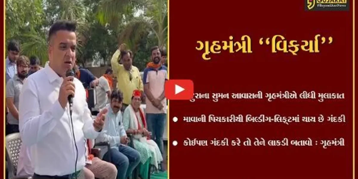સુરત : સુમન આવાસમાં ગંદકીને લઈને ગૃહમંત્રી હર્ષ સંઘવી વિફર્યા, મહિલાઓને કહ્યું હાથમાં લાકડી લઈને બેસવા કહ્યું