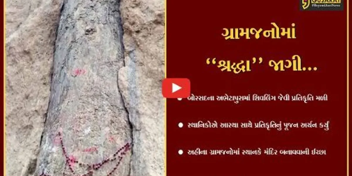 આણંદ : અભેટાપુરામાં ખોદકામ દરમ્યાન શિવલિંગ જેવી પ્રતિકૃતિ મળી, મંદિર બનાવવાની ગ્રામજનોમાં ઈચ્છા