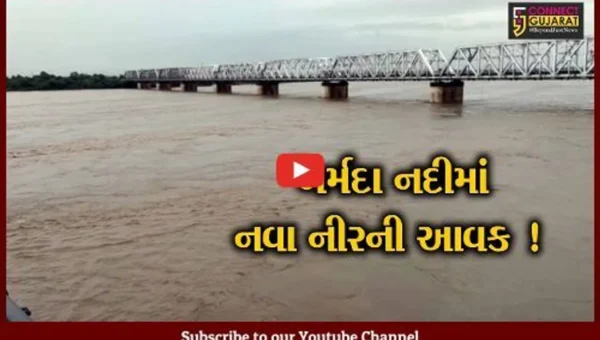 ભરૂચ: ઉપરવાસમાં વરસેલ ભારે વરસાદના કારણે ગોલ્ડનબ્રિજ નજીક નર્મદા નદીના જળ સ્તરમાં વધારો