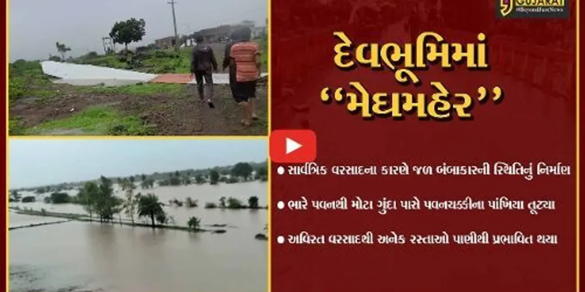 દેવભૂમિ દ્વારકા : ભારે પવન આવતા મોટા ગુંદા ગામે પવનચક્કીના પાંખિયા તૂટ્યા, વરસાદથી જળ બંબાકારની સ્થિતિ