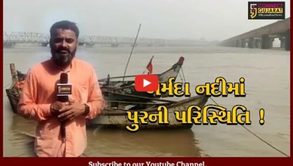 ભરૂચ: ભયજનક સપાટીથી નર્મદા નદીનું જળ સ્તર 2 ફૂટ ઉપર, નદી બે કાંઠે વહેતી થઈ