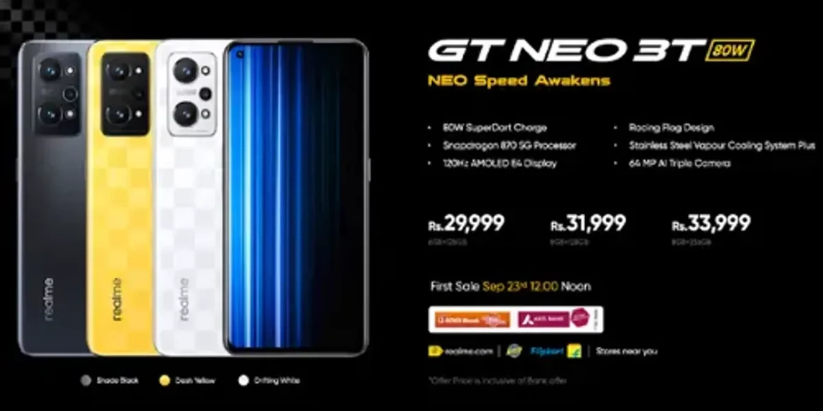 ભારતમાં 80W ચાર્જિંગ અને E4 AMOLED ડિસ્પ્લે સાથે Realme GT Neo 3T થયો લોન્ચ, જાણો કિંમત!