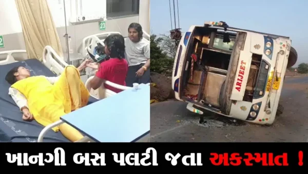 દાહોદ: ખાનગી લક્ઝરી બસ પલટી જતા અકસ્માત, મુસાફરોનો આબાદ બચાવ