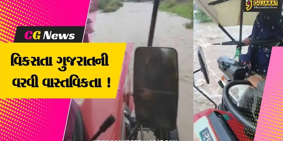 અમરેલી: ધસમસતા પાણીના પ્રવાહમાં મહિલા પહોંચી પ્રસૂતિ માટે,જુઓ વિડીયો