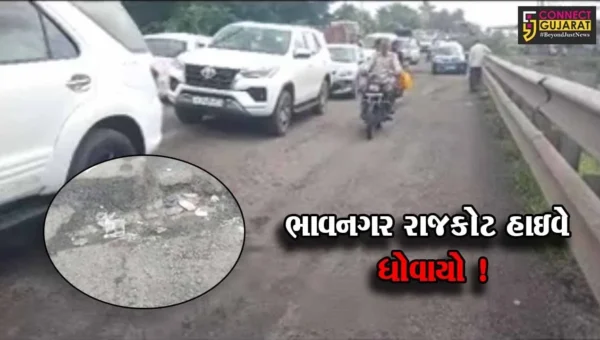 ભાવનગર: રાજકોટ હાઇવે ધોવાઈ જતા ધારાસભ્ય સહિત ગાંધીનગરથી અધિકારીઓએ લીધી મુલાકાત