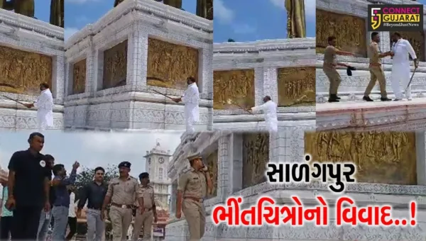 સાળંગપુરમાં વિવાદિત ભીંતચિત્રો પર કાળો કલર કરી તોડવાનો પ્રયાસ કરનાર ગઢડાના શખ્સની અટકાયત…