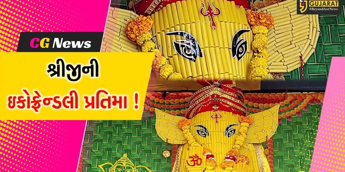 સુરત: ઓલપાડના કરમલા ગામે કાચા ભૂંગળામાંથી શ્રીજીની 3.5 ફૂટ ઉંચી પ્રતિમાનુ કરાયું સ્થાપન