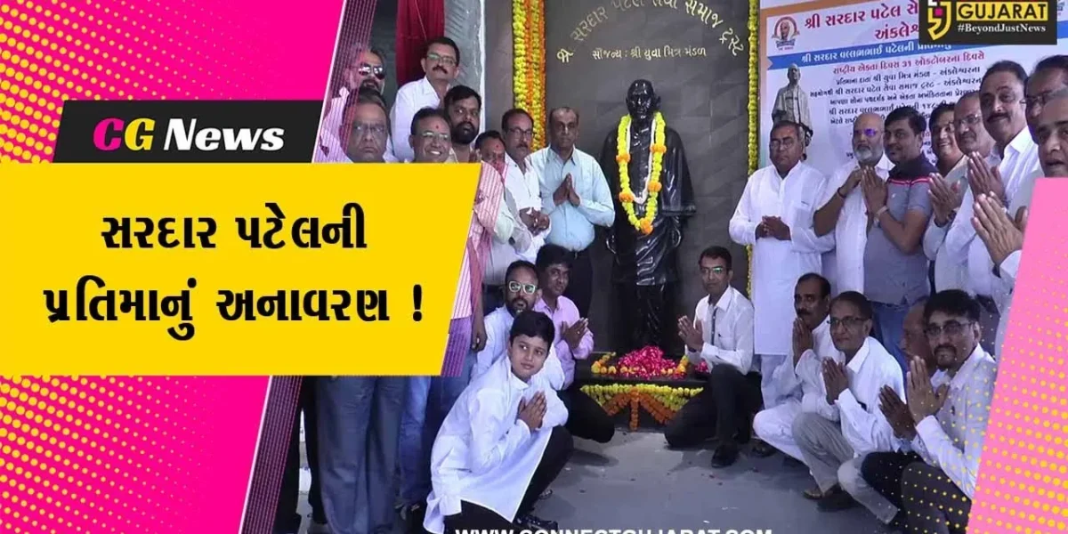 અંકલેશ્વર: રાષ્ટ્રીય એક્તા દિવસ નિમિત્તે સરદાર પટેલની પ્રતિમાનું કરાયું અનાવરણ,ABP ન્યૂઝ ચેનલના સંપાદક રોનક પટેલ રહ્યા ઉપસ્થિત