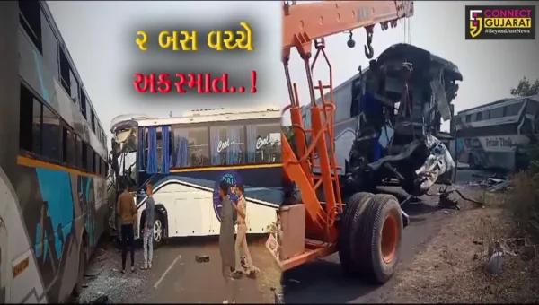 અમરેલી : રાજુલાના ડુંગર રોડ પર ખાનગી ટ્રાવેલ્સની 2 બસ વચ્ચે અકસ્માત સર્જાતા 8 લોકોને ઇજા…