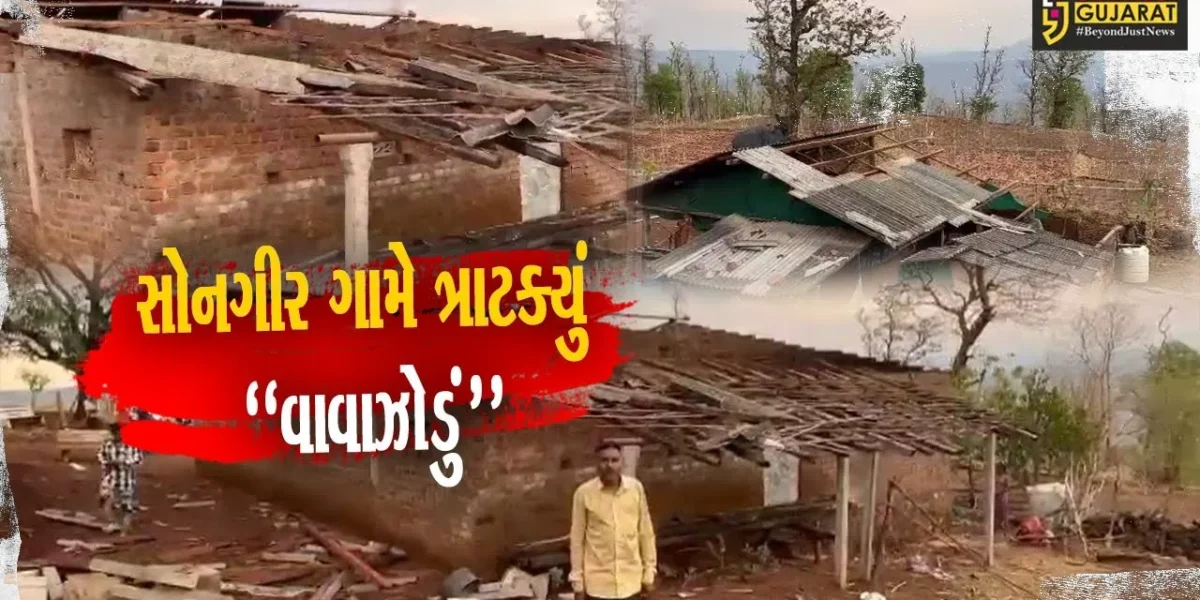 ડાંગ : સોનગીર ગામે વાવાઝોડું ત્રાટકતા સેંકડો કાચા મકાનોને નુકશાન, આદિવાસી પરિવારોની દયનીય હાલત