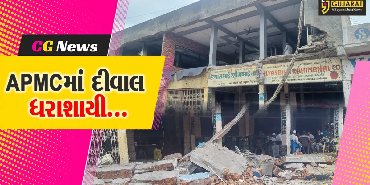 ભરૂચ : જૂની APMCમાં 8 મહિના પહેલા જ બનેલી દુકાનની દીવાલ ધરાશાયી