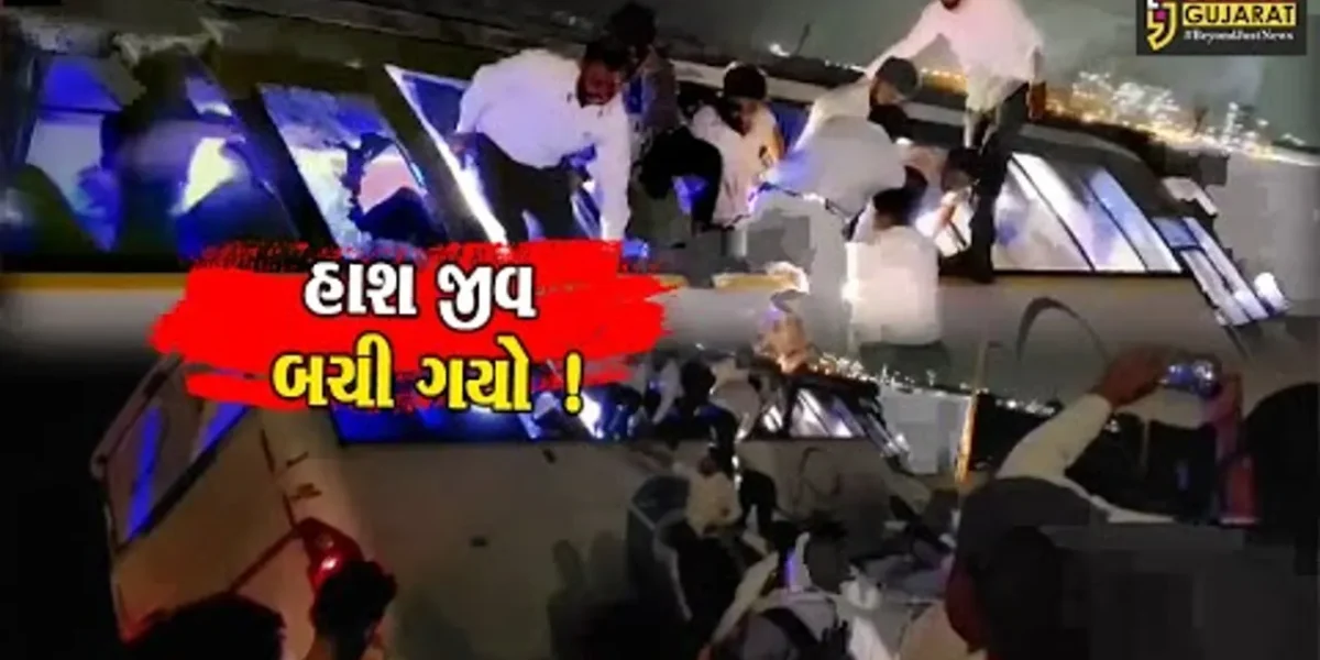 દહેજ રોડ પર બસ પલટી, કંપનીના કર્મચારીઓએ બારીમાંથી કૂદી જીવ બચાવ્યો