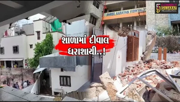 વડોદરા : શાળામાં શૈક્ષણિક કાર્ય દરમ્યાન દીવાલ ધરાશાયી થતાં એક વિદ્યાર્થીને ઈજા