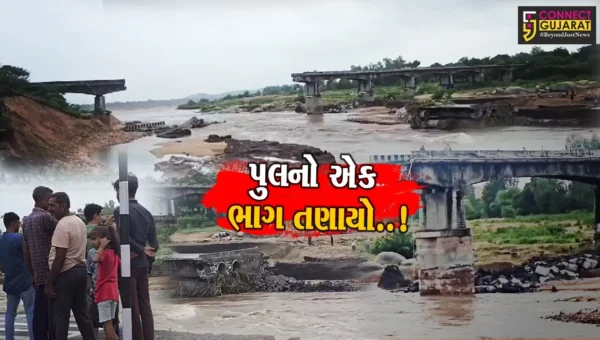 છોટાઉદેપુર : પાવી-જેતપુરના ભારજ નદી પુલનો એક ભાગ તણાયો, ગ્રામજનોને ભારે હાલાકી
