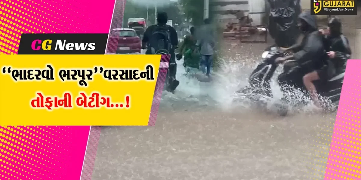 વડોદરા: ગાજવીજ સાથે વરસાદની તોફાની બેટીંગને પગલે ઠેર ઠેર પાણી ભરાયા