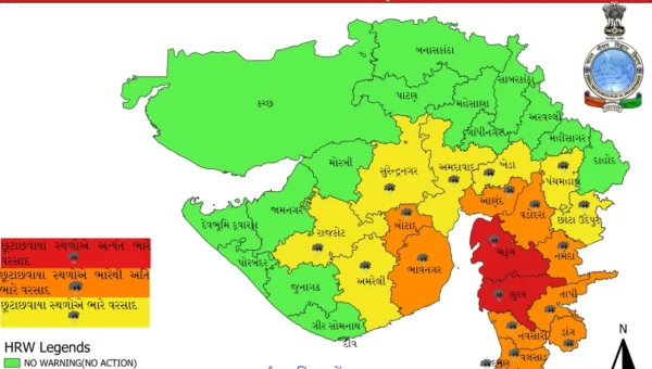 ભરૂચ-સુરત જિલ્લામાં આવતીકાલે વરસાદના રેડ એલર્ટની હવામાન વિભાગની આગાહી
