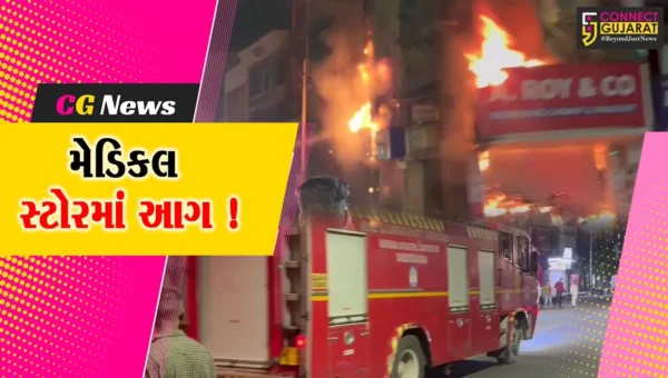 વડોદરા: રાવપુરા રોડ પર મેડિકલ સ્ટોરમાં ભીષણ આગ, રેસ્ક્યુ કરી 2 લોકોના જીવ બચાવાયા