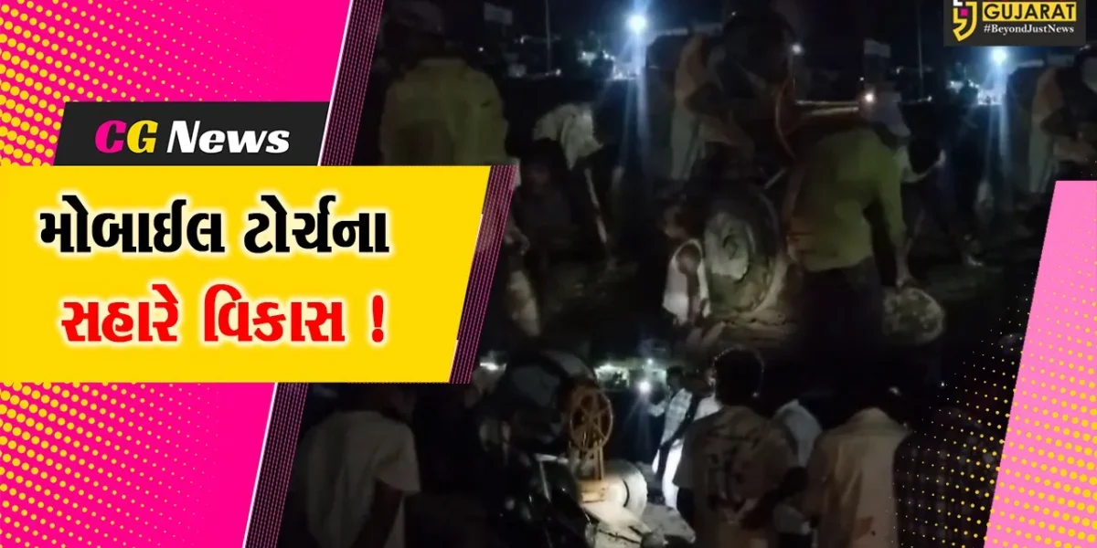 ભરૂચ: લ્યો બોલો હવે આમોદમાં મોબાઈલ ટોર્ચના સહારે તળાવના બ્યુટીફીકેશનની કામગીરી