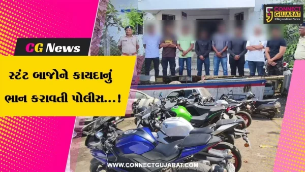વલસાડ:હાઇવે પર બાઈક સાથે સ્ટંટ કરતા 8 બાઈકર્સ અને ઇવેન્ટ આયોજકની ધરપકડ કરતી પોલીસ