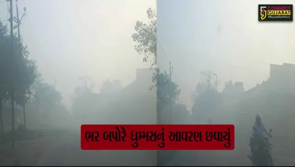 અંકલેશ્વર: GIDCમાં ભર બપોરે ધુમ્મસનું આવરણ જોવા મળ્યું, હવા પ્રદૂષણના કારણે સ્થિતિ સર્જાય હોવાનું અનુમાન