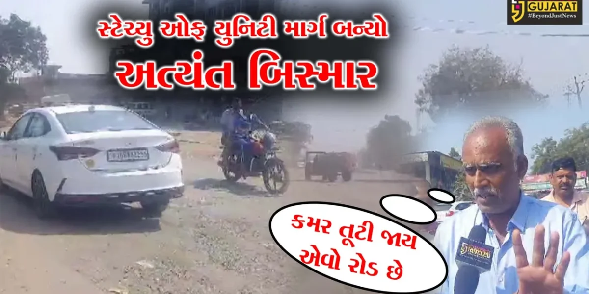 ભરૂચ: સ્ટેચ્યુ ઓફ યુનિટી સુધી દોરી જતો માર્ગ બન્યો અત્યંત બિસ્માર,વાહન ચાલકો ખખડધજ રસ્તાથી પરેશાન