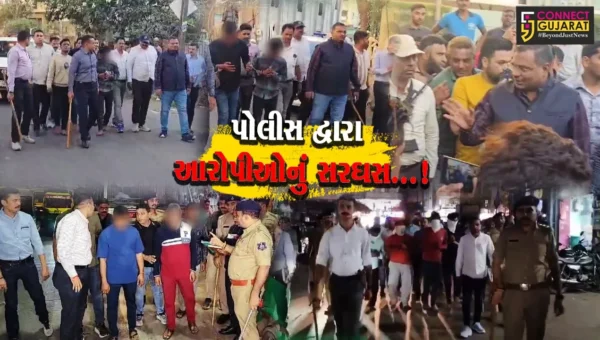 સુરત: પોલીસે ગંભીર ગુન્હો આચરનાર આરોપીઓની કરી સરભરા, જાહેરમાં કાઢ્યું સરઘસ
