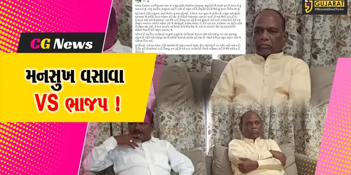 ભરૂચ : મનસુખ વસાવાએ જ ભાજપના મોવડી મંડળ સામે બાય ચઢાવી, ઝઘડિયા તાલુકા ભાજપના પ્રમુખની વરણી સામે વિરોધ