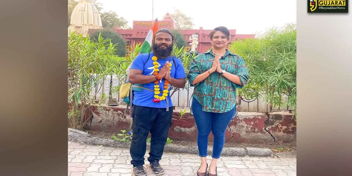 ભરૂચ: રાજસ્થાનથી બાર જ્યોર્તિલિંગની યાત્રાએ પગપાળા નીકળેલ ડીલેવરી બોયનું સ્વાગત કરાયુ